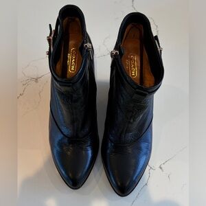 COACH Melody Black Leather Ankle Booties